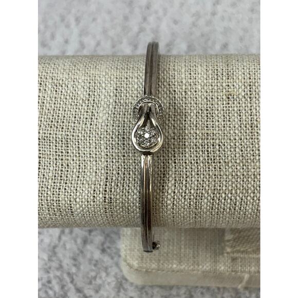 Sterling Silver Diamond Pave Infinity Loop Hinged Bangle Bracelet #63706 - Picture 1 of 9